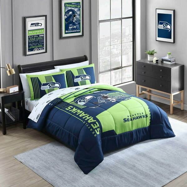 Logo Brands Seattle Seahawks Status Bed In A Bag Full 628-BNBF-B1